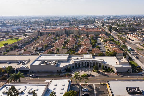 Aerial photo of a residential neighborhood in the city of Stanton