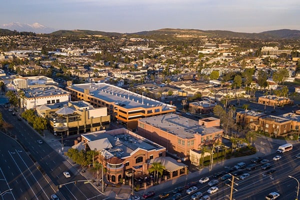 Aerial photograph of the city of Brea, Orange County, California