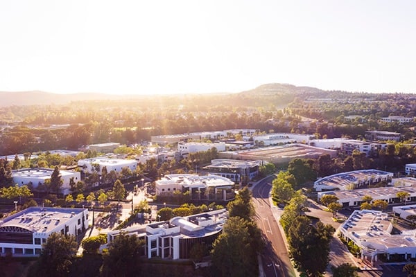 Aerial photograph of the sunny city of Aliso Viejo, Orange County, California